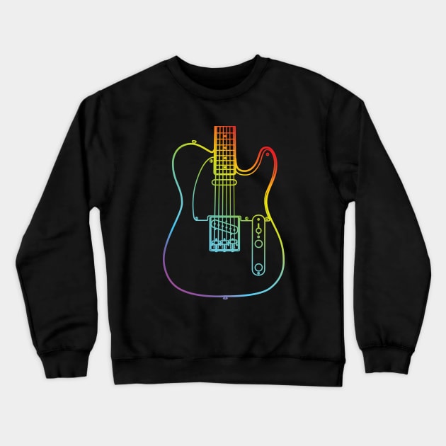 T-Style Electric Guitar Body Colorful Outline Crewneck Sweatshirt by nightsworthy